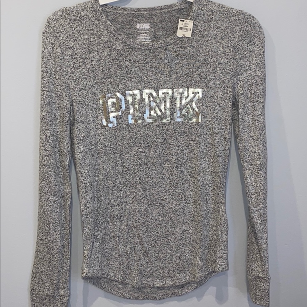 PINK gray long sleeve top